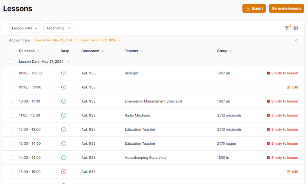 Расписание занятий(PHP,Laravel, Filament 3)